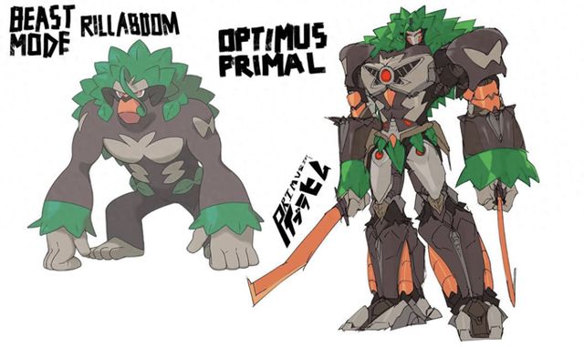 变形金刚联动宝可梦角色设计擎天柱变轰擂金刚红蜘蛛变大王燕(图1)