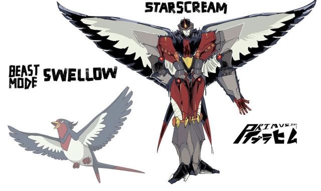 变形金刚联动宝可梦角色设计擎天柱变轰擂金刚红蜘蛛变大王燕(图2)